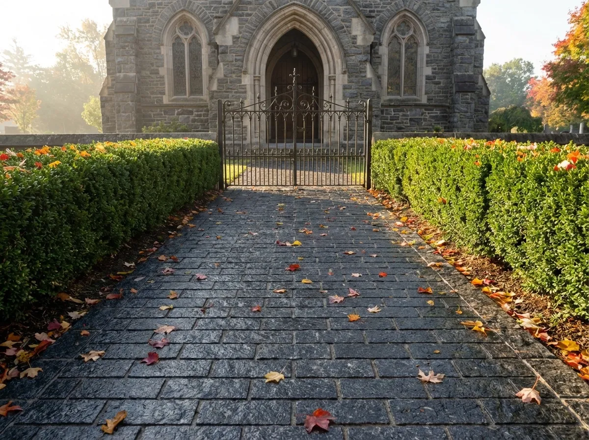 Church entrance walkway with Labradorite granite pavers