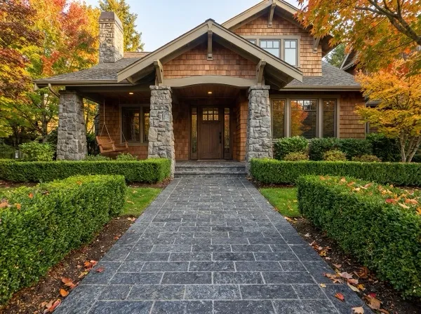 Black granite pavers installed on Pennsylvania property